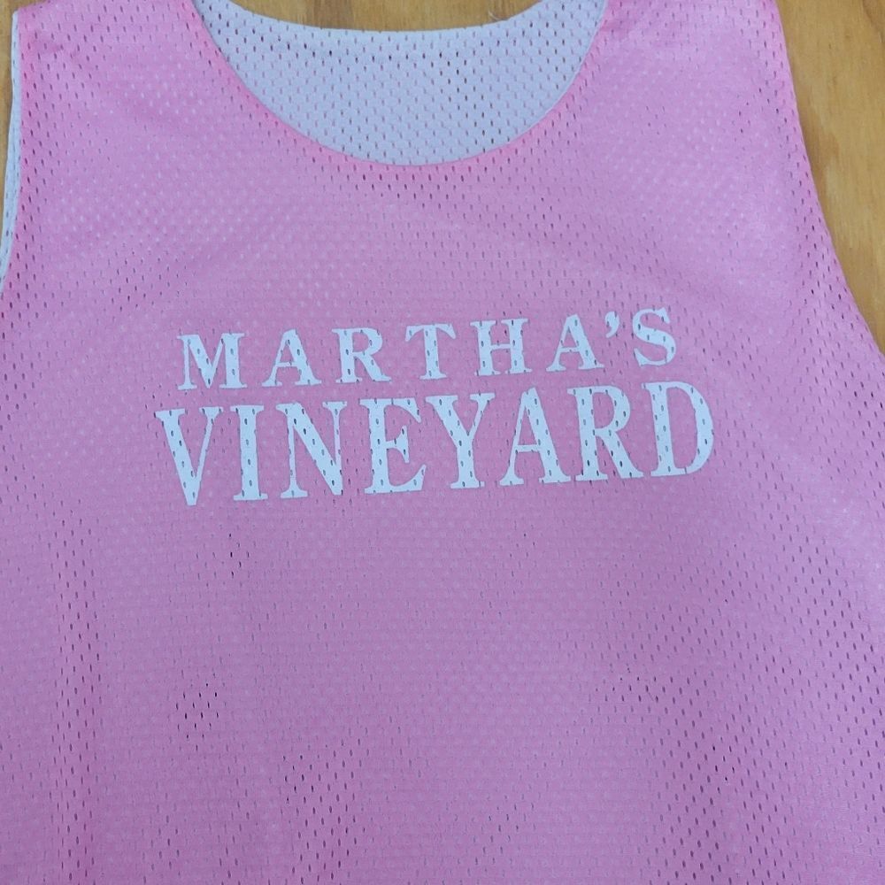 Womens Martha’s Vineyard Mesh Jersey Tank Top Pink White XL - Picture 6 of 6